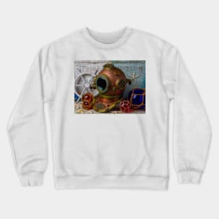 Diving Helmet And Glass Floats Crewneck Sweatshirt